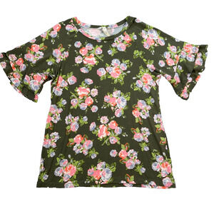 Matilda Jane Lets Go Together Flouncy Tee Women's Medium Poet Sleeve Floral Top